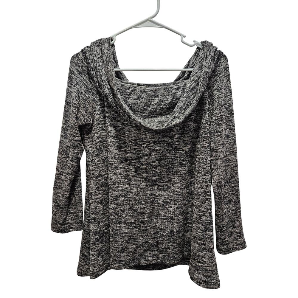 Promesa Drapey Cowl Neck Shirt Top Size M White Black Marled Off One Shoulder